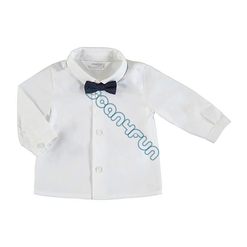Mayoral Biała koszula chłopięca z długim rękawem i muszką 2119-031