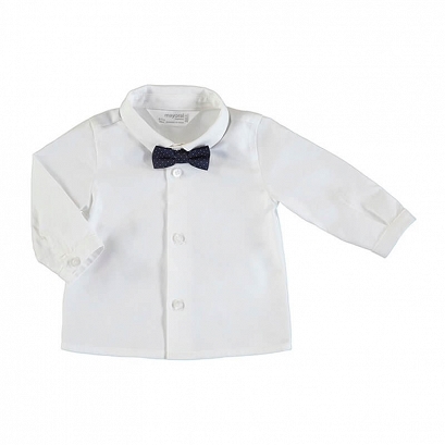Mayoral Biała koszula chłopięca z długim rękawem i muszką 2119-031