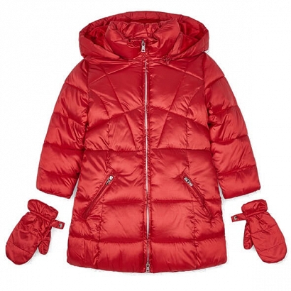 Mayoral płaszczyk, kurtka zimowa dziewczęca z rękawiczkami 4441-051 