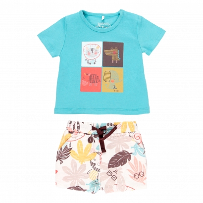 Boboli Sunset in the Jungle Komplet chłopięcy t-shirt ze spodenkami 124153-2511